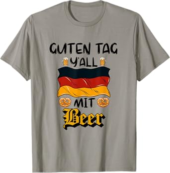 Guten Tag Y'all Mit Beer Pretzel Oktoberfest Germany Flag T-Shirt