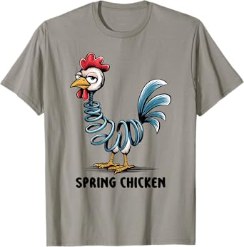 Spring Chicken Chicken On Pogo Stick Funny Chicken T-Shirt