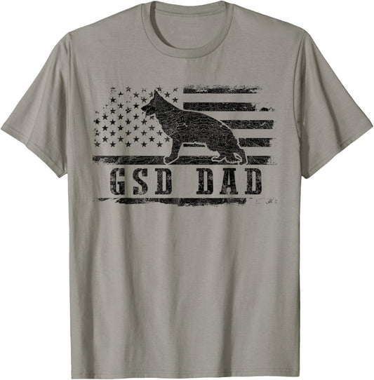 GSD Dad Distressed American Flag German Shepherd Dog T-Shirt