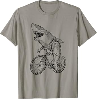 Shark Cycling Bicycle Beach Cyclist Fish Biker Biking Bike Men Women Kids T-Shirt