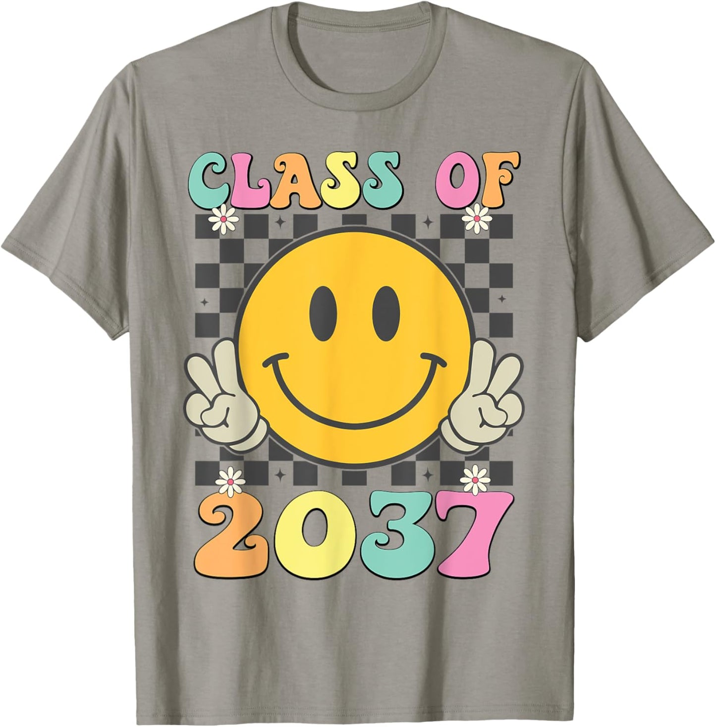 Groovy Class Of 2037 Kindergarten Grow With Me Graduation T-shirt by TeeBrew