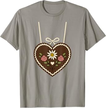 Gingerbread Heart Edelweiss Ornament for Folk Style Vibes T-Shirt