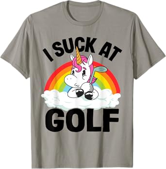 I Suck At Golf Funny Golf Loser Unicorn Sarcastic Golfing T-Shirt