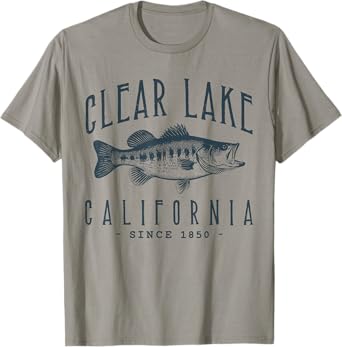 CLEAR LAKE, CALIFORNIA. Fishing Retro Design T-Shirt