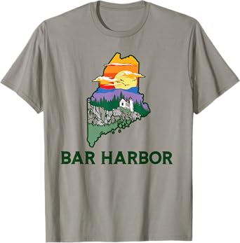 Retro Bar Harbor Maine Nature & Outside Illustrated Graphic T-Shirt