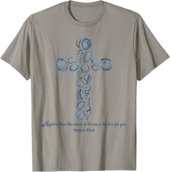 Christian Seashell Style Beach Vacation Faith Cross Women T-Shirt