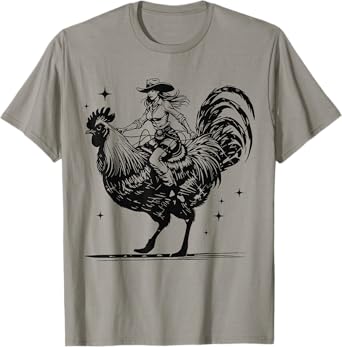 Country Cowboy Rodeo Cowgirl Riding Rooster Funny Western T-Shirt