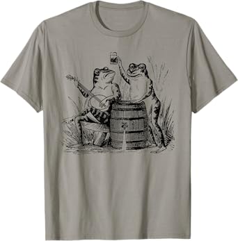 Cottagecore Frog Banjo Playing Beer Drinking Aesthetic T-Shirt