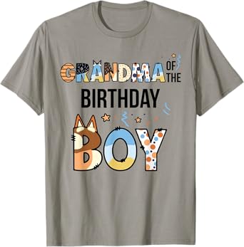 Grandma Of The Birthday Boy Party Blue Dog Lover Matching T-Shirt