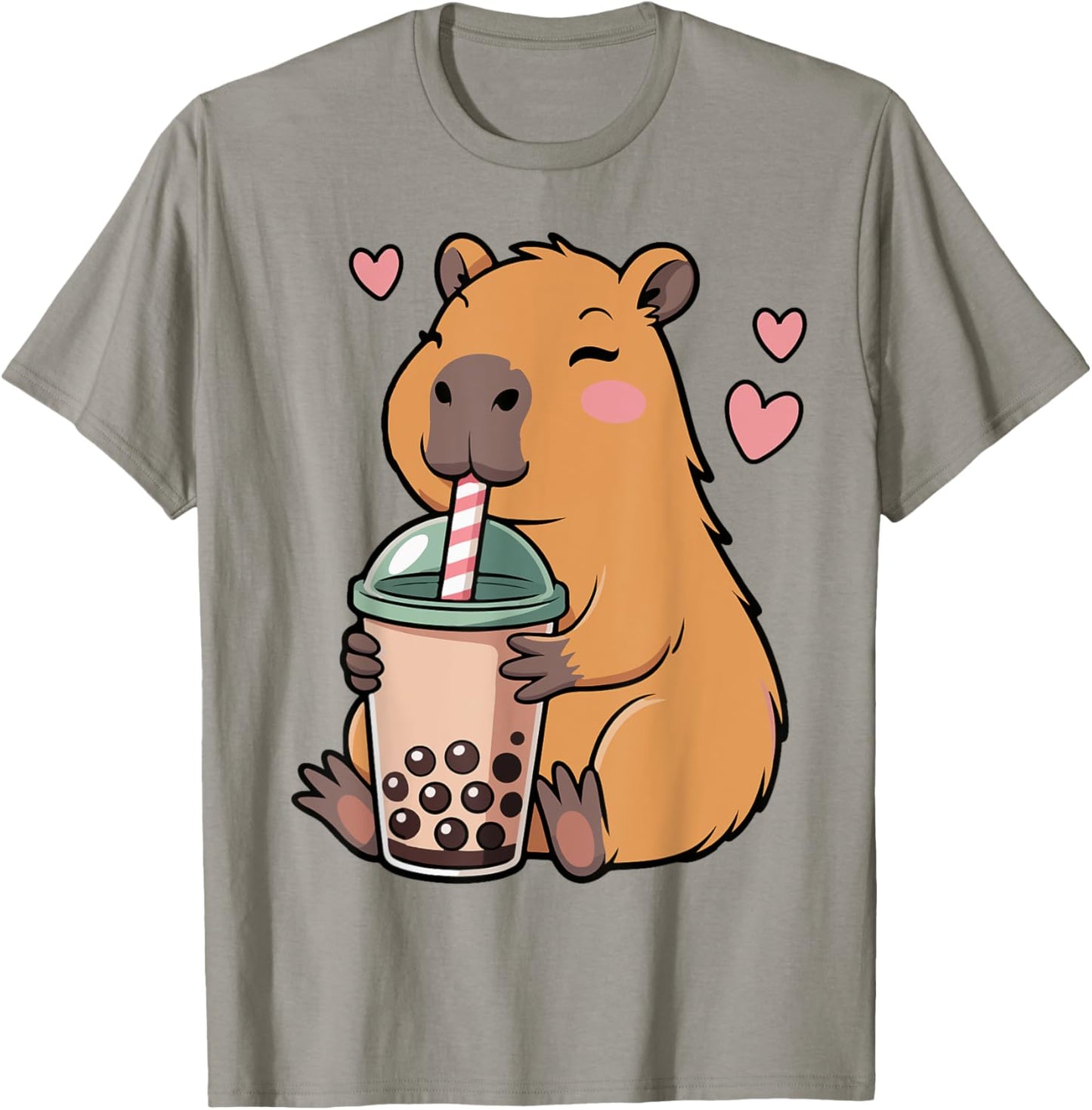 Cute Capybara Kawaii Drink Bubble Tea Capy Lover Kids Girls T-Shirt