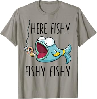 Here-Fishy Shirt Women Youth Boys Kids Toddler Funny Fishing T-Shirt