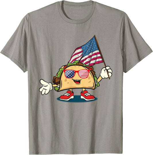 Taco Sunglasses American Flag Funny 4th Of July Patriotic T-Shirt