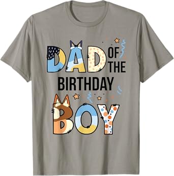 Dad Of The Birthday Boy Party Blue Dog Lover Matching T-Shirt