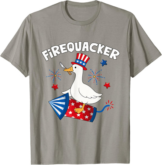 Firequacker Funny Silly Goose America 4th Of July Since 1776 T-shirt