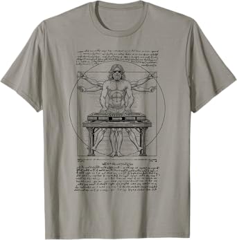 DJ Turntable Vitruvian Man Leonardo Da Vinci Club Music T-Shirt