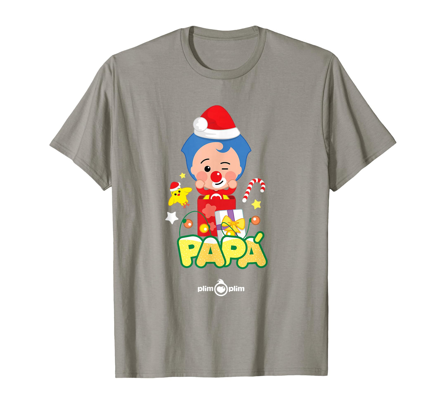 Plim Plim Kids Unisex-Adults Blue Cotton Blend, Polyester T-Shirt - Small - Short Sleeve - Cartoon - Winter - Christmas Edition