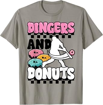 Funny Baseball Player Donuts Dingers Doughnut Lover Foodie T-Shirt