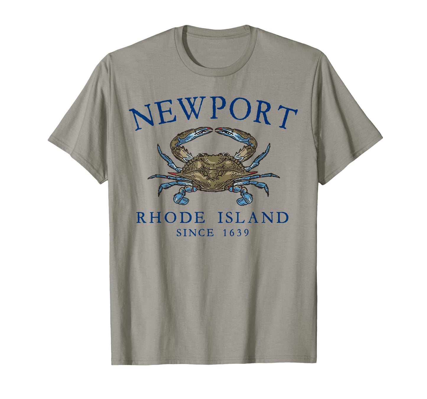 Newport Rhode Island Blue Crab Since 1639 Arched Navy Blue T-Shirt