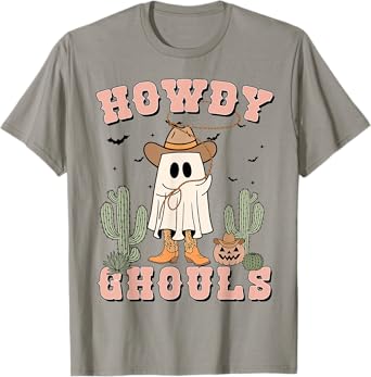 Funny Howdy Ghouls Cowboy Ghost Men Women Toddler Halloween T-Shirt