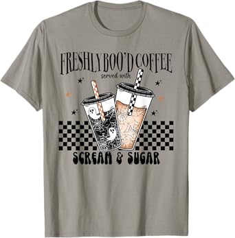 Retro Freshly Boo'd Coffee Lovers Boujee Ghost Halloween T-Shirt