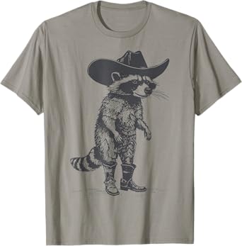 Vintage Raccoon Cowboy Cowgirl Trash Panda Western Country T-Shirt