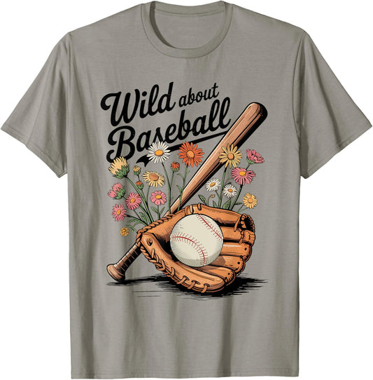 Vintage Baseball Wildflower Baseball For Women Mom Sister T-Shirt