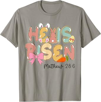 He Is Risen Christian Easter Bunny Jesus Resurrection Girls T-Shirt