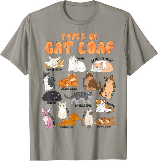 Types of Cat Loaf Cute Teen Girl Tabby Tuxedo Cat Mom Funny T-Shirt