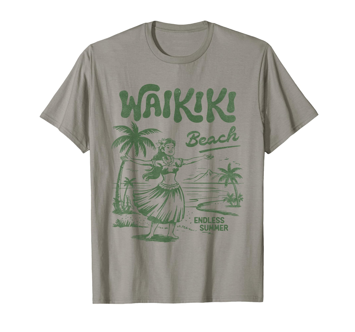 Retro Waikiki Hula Girl Hawaii Beach Vintage Island Vibes T-Shirt