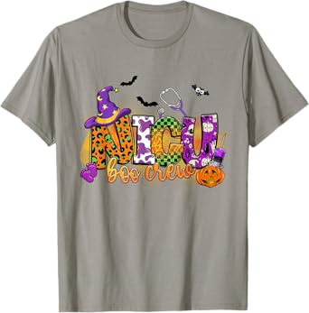 NICU Boo Crew Pumpkin Witch Hat Funny Halloween T-Shirt