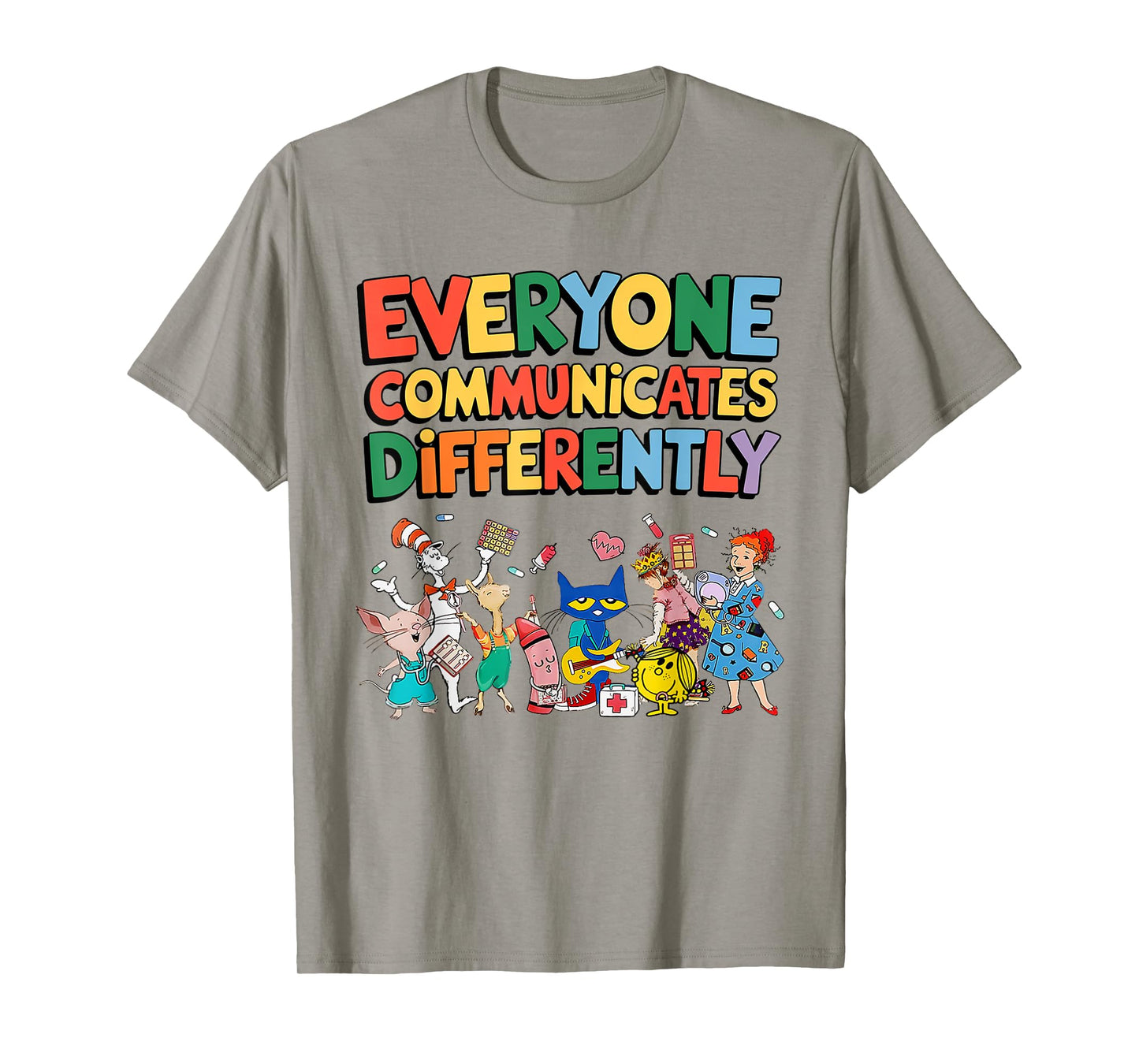 Everyone Communicates Differently Funny Book Kids Teacher T-Shirt