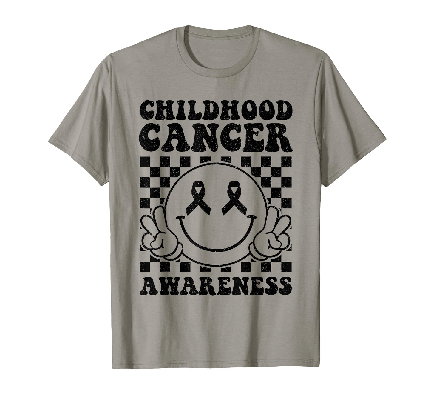 Support Childhood Cancer Awareness Smile Face Gold Ribbon T-Shirt