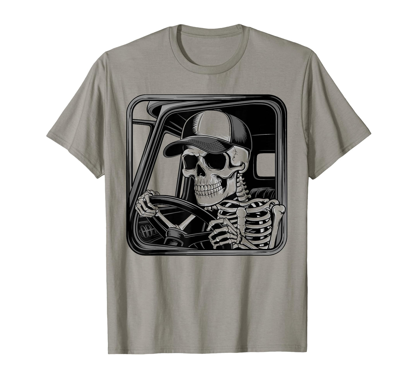 Skeleton Trucker Driving Illustration T-Shirt