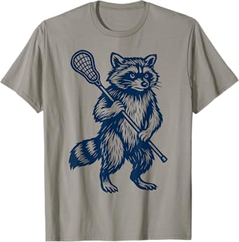 Funny Boys Raccoon Lacrosse Player Vintage Animal Sports T-Shirt