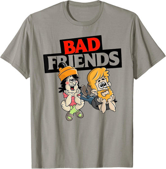 Bad Friends Cartoon Graphic Tee for Adults