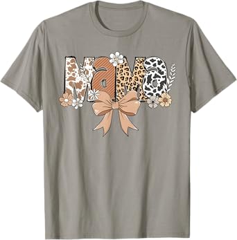 Retro Mama Coquette Bows Leopard Mom Mother's Day T-Shirt