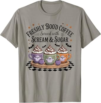 Retro Freshly Boo'd Coffee Lovers Boujee Ghost Halloween T-Shirt
