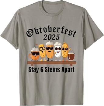 Oktoberfest 2025 6 Stein Apart Beer October Funny Drinking T-Shirt