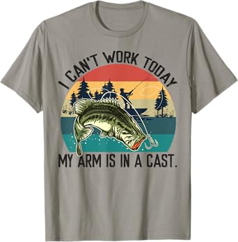 I Can't Work Today, My Arm Is In A Cast, Fishing Vintage T-Shirt