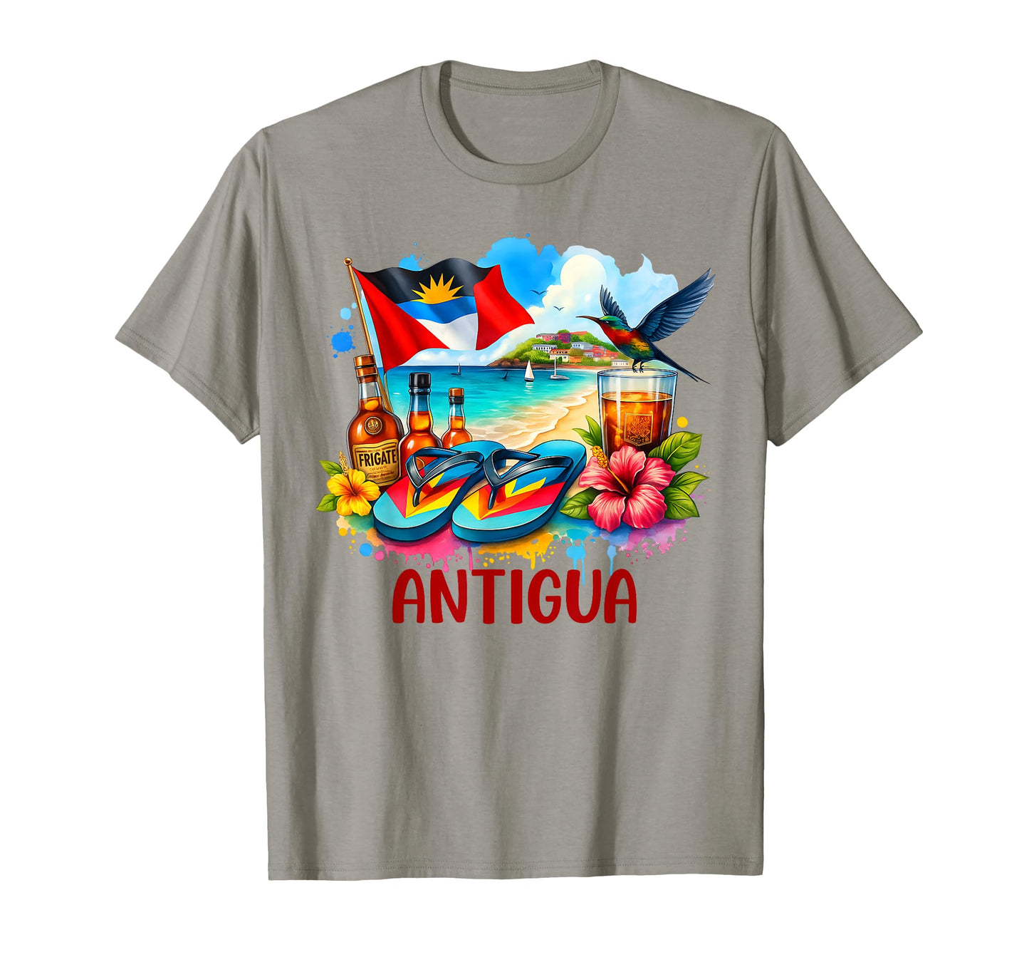 Antigua and Barbuda Flag Island Flip Flops Tropical Beach T-Shirt