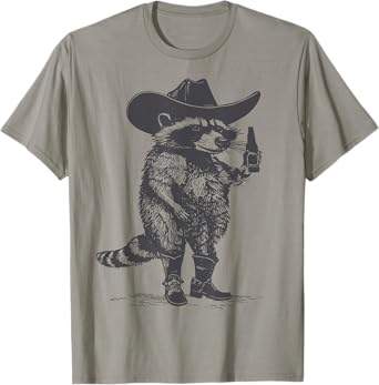 Vintage Raccoon With Beer Funny Trash Panda Western Country T-Shirt