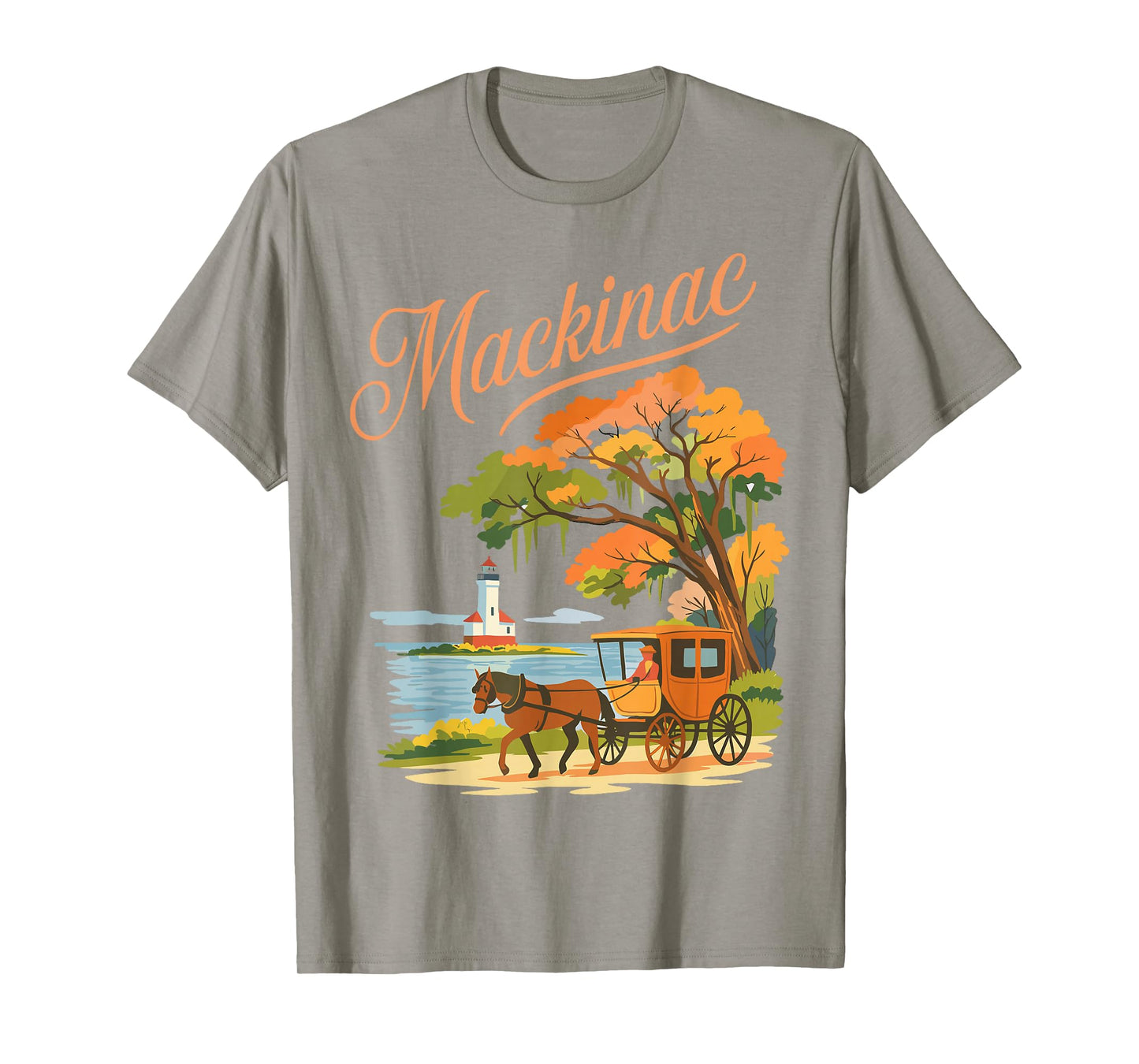 Mackinac Island Carriage Bridge Lakeview Vintage Ferry Scene T-Shirt