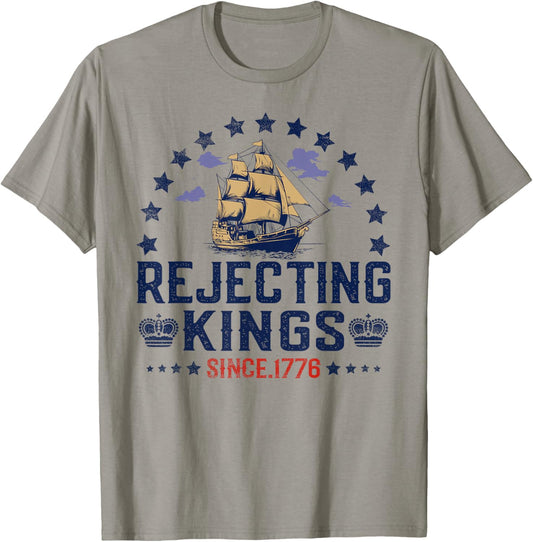 Rejecting Kings Since 1776 Vintage Patriotic no kings T-Shirt