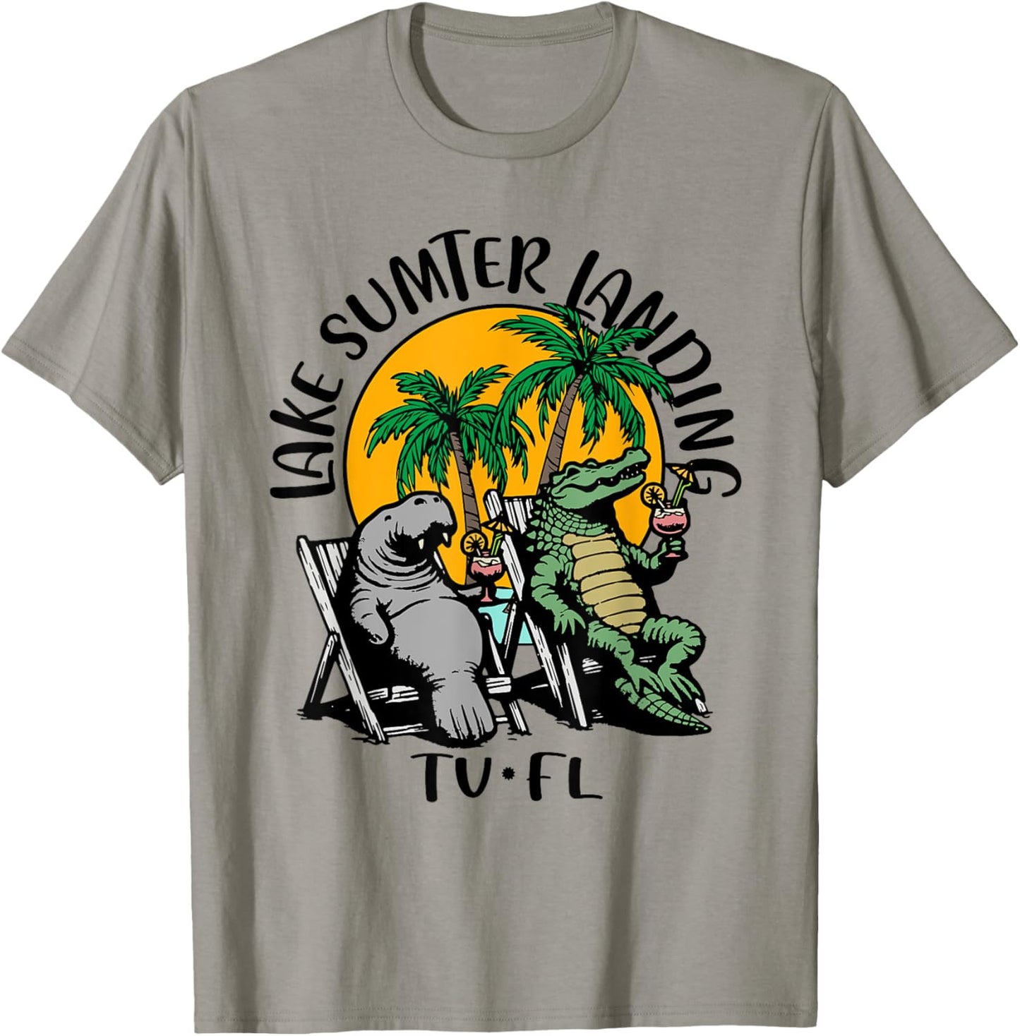 Lake Sumter Landing TV Florida Fun Manatee Alligator Design T-Shirt