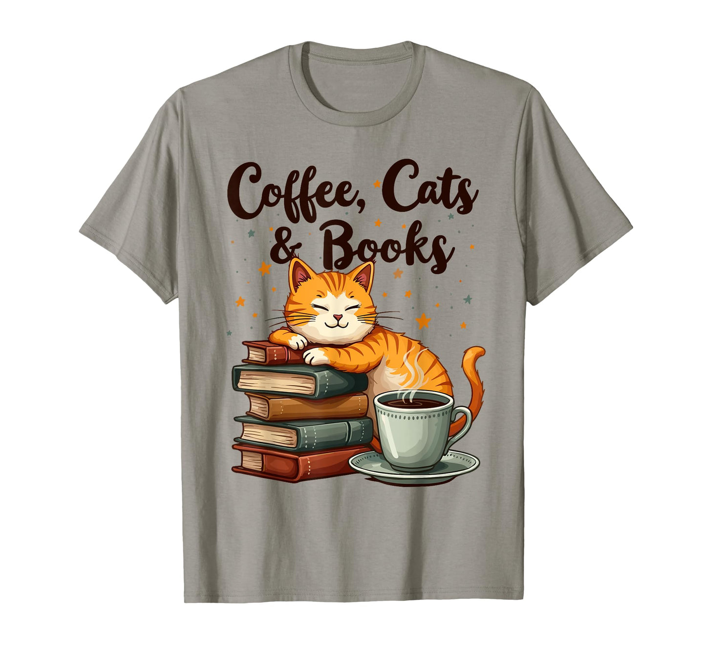 Coffee Cats And Books Lover, For Women & Girls, Funny Coffee T-Shirt