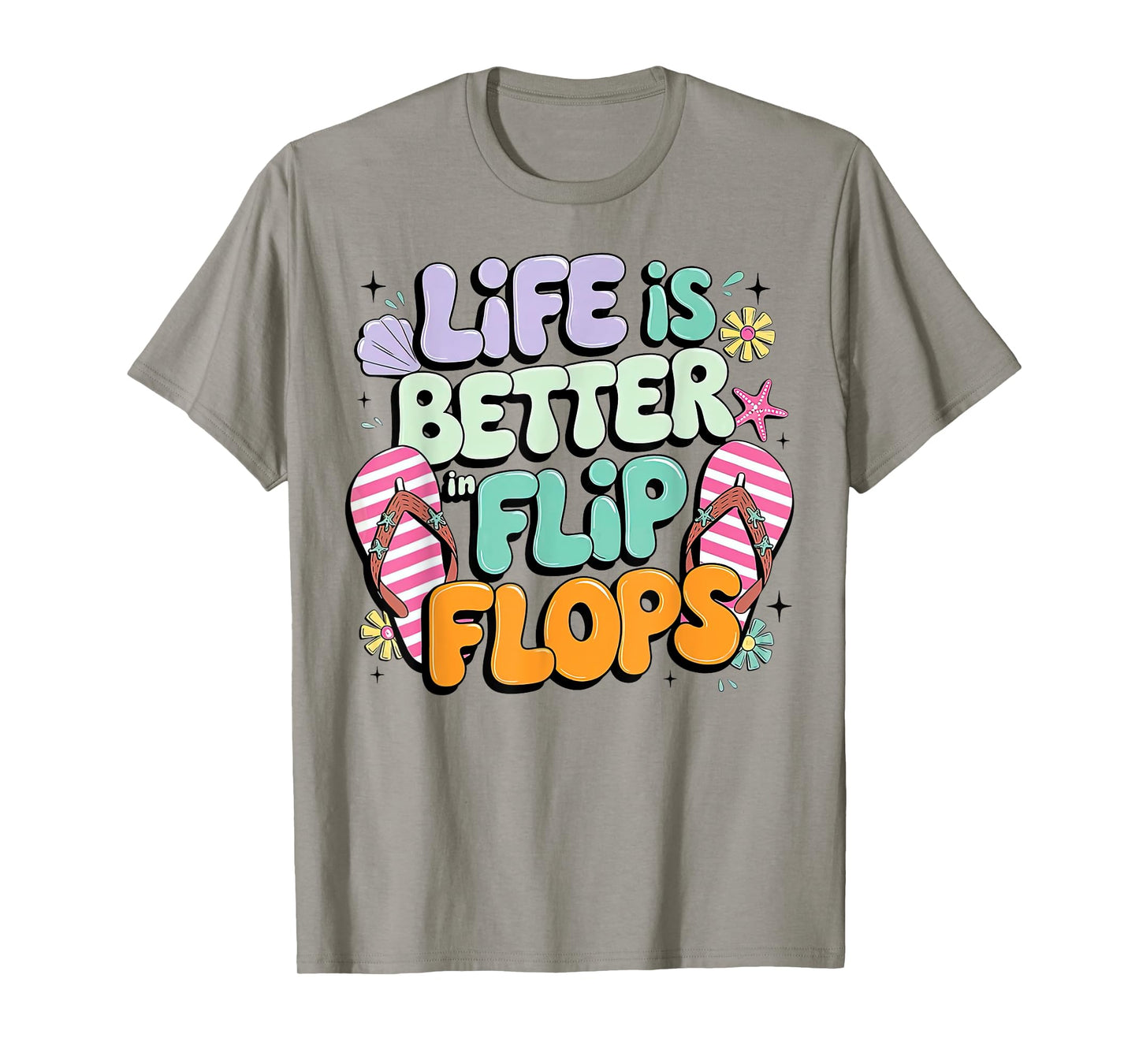 Life Is Better In Flip Flops Retro Summer Beach Girls Womans T-Shirt