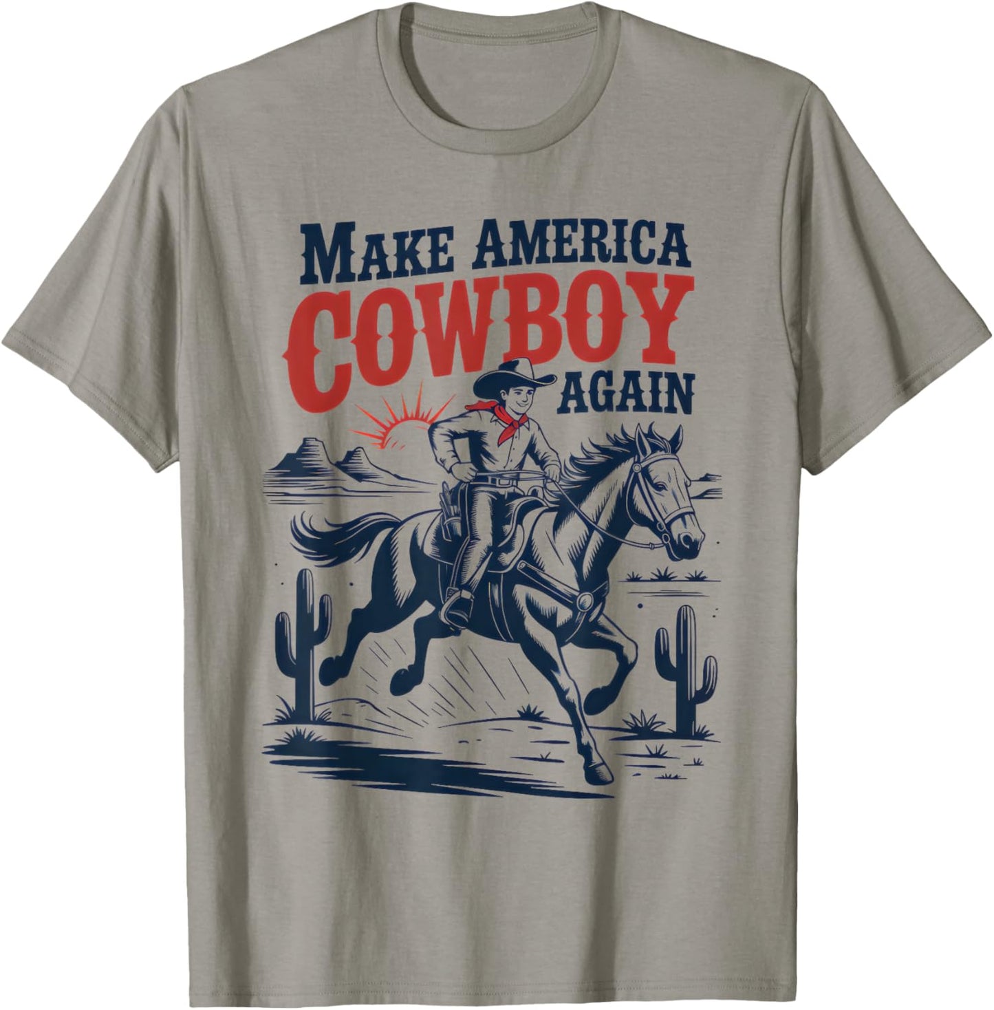 Make America Western Cowboy Again Retro 4th Of July Boy Men T-shirt