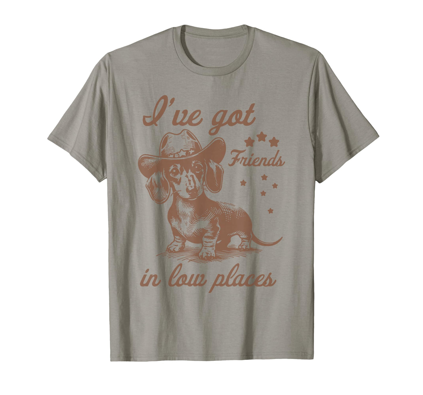 Retro I've Got Friends In Low Places Funny Dachshund Cowboy T-Shirt