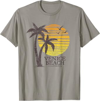 Venice Beach California Vintage Sunset Mens Womens Souvenir T-Shirt