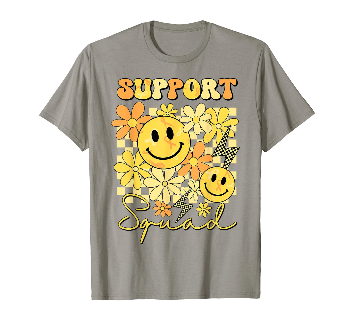 Support Squad Childhood Cancer Smile Face Gold Ribbon Kids T-Shirt